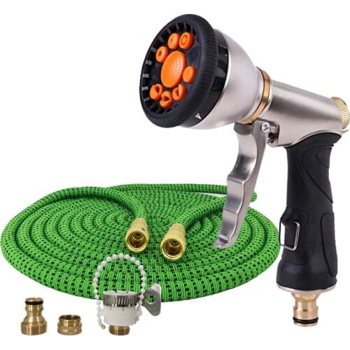 New Water Gun Garden Watering Hose Flexible Telescopic Garden Hose Sprayer High Pressure Car Wash Water Pipe Metal Nozzle