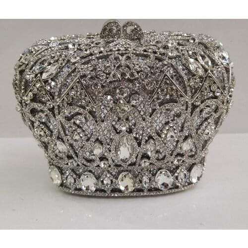 Women Wedding Party Bag Diamonds Crystal Clutches Bags Hollow OutMetal Minaudiere Handbag and Purse Ladies Clutch Wedding Bag