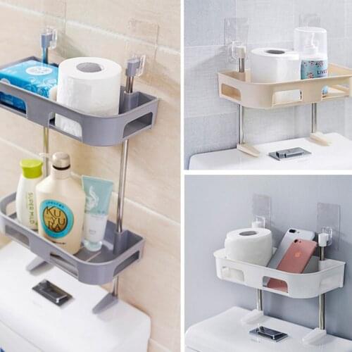 1/2/3 Layers Toilet Shelf Bathroom Storage Rack Wall-mounted Shower Shelf Shampoo Tissue Towels Holder Toilet Shower Organizer