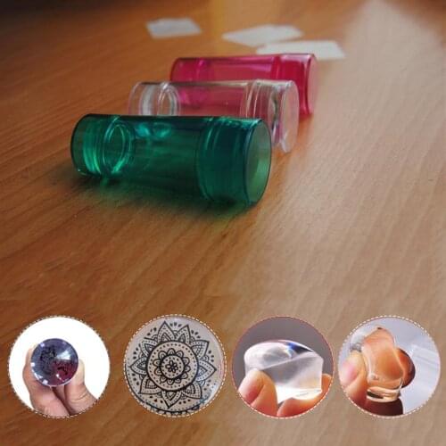 1Pcs 2 Size double head transparent Stamper with Cap + Scraper Nail Art Clear Silicone Marshmallow Stamp Nail Stamper