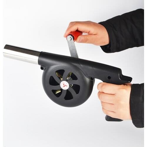 1pcs Portable Hand Crank Fan Air Blower Manual BBQ Grill Fire Starter Flame Exciter Cooking Tool for Barbecue Picnic Camping