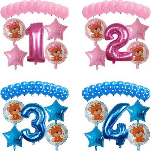 15pcs/lot Teddy Bear Classic Toys Globos Foil Helium Balloons Happy Birthday Balls Inflatable Toys Baby Shower Party Supplies