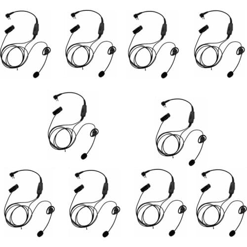 2 Pin D Shaped Ear Hook Double Dual Finger PTT Mic Headset Headphone for Motorola GP88 GP88S HYT TC-500 TC-600 Portable Radio