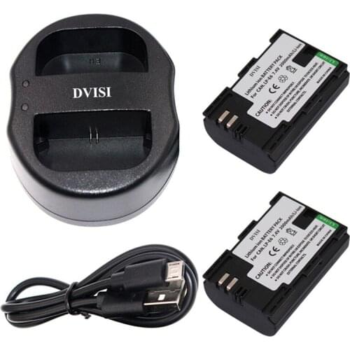 2Pcs 7.4V 2.0Ah LP-E6 Rechargeable Camera Battery with USB Dual Charger for Canon 70D 5DII 5D2 5D3 7D 6D 60D Digital Camera