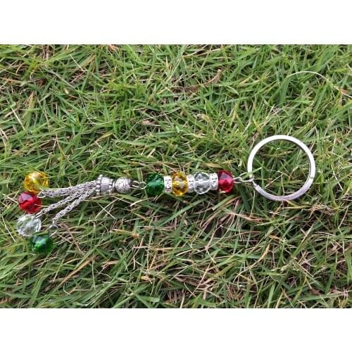 2pc/lot Free shipping Kurdish jewelry Kurdistan flag Keychain Key ring Crystal beads Kurdes Flag color pendant gift