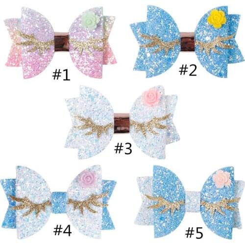 30 pcs/lot ,3 inch Hot Sale Glitter accessorized with a golden wing childrens bow with hairpin hair fashion accessories