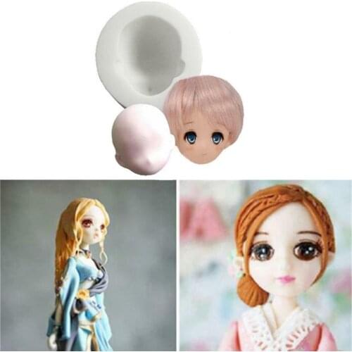 3D Girl Princess Face Lady Head Cake Mold Doll Head Cake Chocolate DIY Decor Silicone Cute Doll Face Fondant Mold