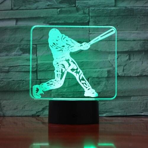 3D Night Lamp Childrens Led Light Lamp Boys Bedroom Decor luminari Touch Sensor Baseball Player Model 1071