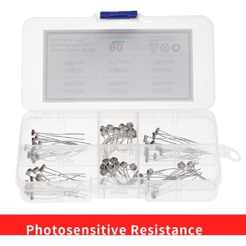 6Kinds*10pcs=60pcs GL5506 GL5516 GL5528 GL5537GL5539 GL5549 PhotoResistor kit Sample Assort Photosensitive Resistance