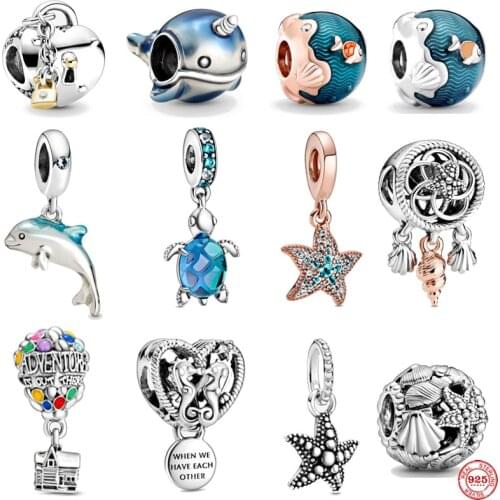 Authentic 100% 925 sterling silver ocean DIY beads fit original Pandora charms silver 925 Bracelet for women fashion jewelry