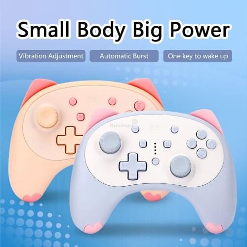 Cartoon Kitten Iine Cat 4nd Wireless Controller For Nintendo Switch / Switch Lite Gamepad Joystick Voice Wake Up Headphone Plug