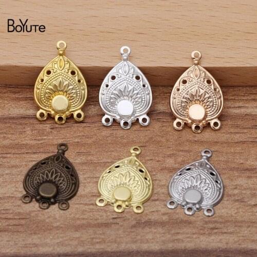 BoYuTe (200 Pieces/Lot) 22*14MM Metal Brass Flower Connector Charms Diy Hand Made Jewelry Accessories Wholesale