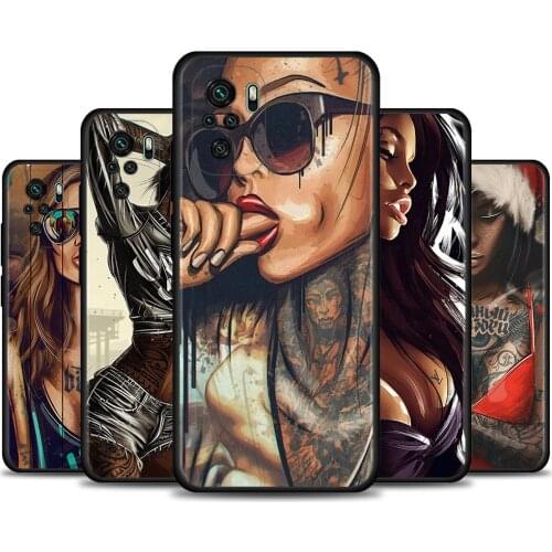 Phone Case for Xiaomi Redmi Note 10 Pro 5G 8 8T 9 9T 9S Cover for Redmi 7 7A 8A 9A 9C 9T Funda Capa Sexy Sleeve Tattooed Girl