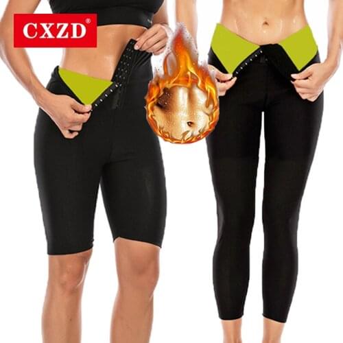 CXZD New Sweat Sauna Pants Body Shaper Neoprene High-waist Slimming Three-breasted Pants Tummy Control Fitness Leggings Workout