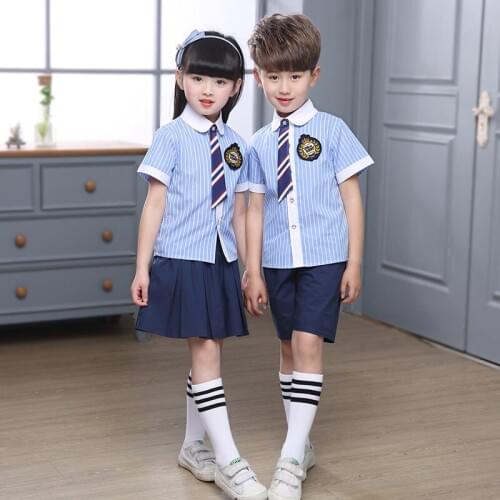 Childrens Summer School Wear Short Sleeve Graduation Girls Kindergarten Schoo Uniform Kids Primary Kindergarten Uniforms D-0520
