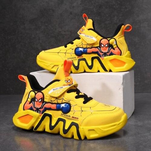 Disney Childrens Spider-Man Casual Sneakers Boy Breathable Spider-Man Childrens Casual Shoes Womens sports shoes Size 26-37