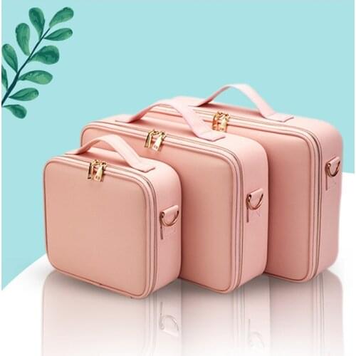 Women Professional Makeup Case PU Large Travel Cosmetic Organizer For Cosmetics Make up Storage Bag Beautician Beauty Suitcase
