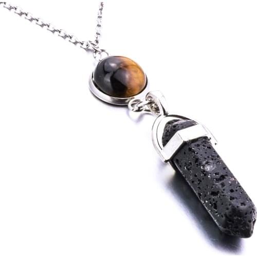 Black Lava Stone Aromatherapy Essential Oil Perfume Diffuser Pendant Necklace Jewelry Women