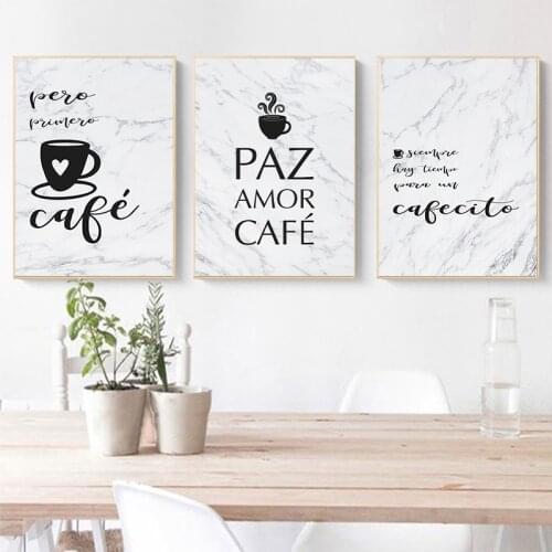 Spanish Coffee Quote Sign Posters and Prints Pero Primero Cafe Canvas Painting Spain Wall Art Pictures Kitchen Decor