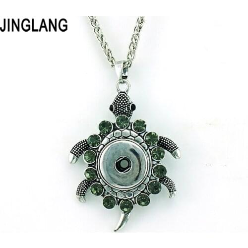 JINGLANG Free Shipping Fashion 18mm Snap Buttons Tortoise Interchange Pendant Necklaces For Men Jewelry