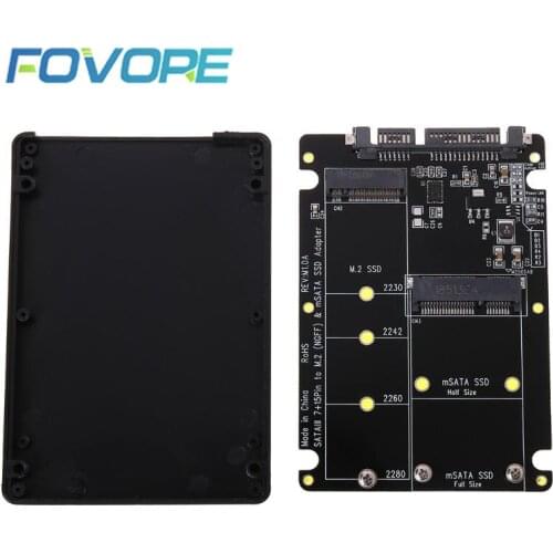 2 In 1 M.2 B+M Key Mini PCI-E or mSATA SSD to SATA III Adapter Card for Full Msata SSD/ 2230/2242/2260/22x80 M2