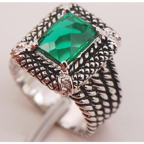 Simulated Emerald 925 Sterling Silver Ring Size 6 7 8 9 10 F660 Fashion Wholesale Jewelry Free Shipping