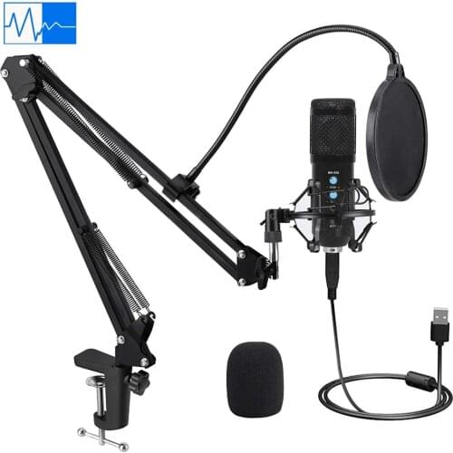 USB Condenser Recording Microphone For Laptop MAC Cardioid Studio Recording Vocals Voice Over With Adjustable Scissor Arm Stand