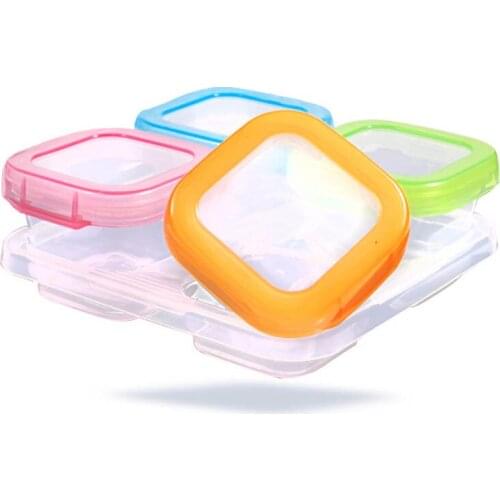 120ML 4 Grids Crisper Ice Lattice Box Cover Plate Freezer Baby Food Storage Container Fresh Keeper Preservation