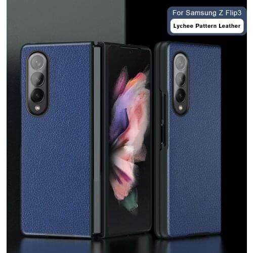 Lychee Pattern Leather Case For Samsung Galaxy Z Fold3 5G Hard Back Cover For Galaxy Z Flip3 Fold Flip 3 5G Coque Cover