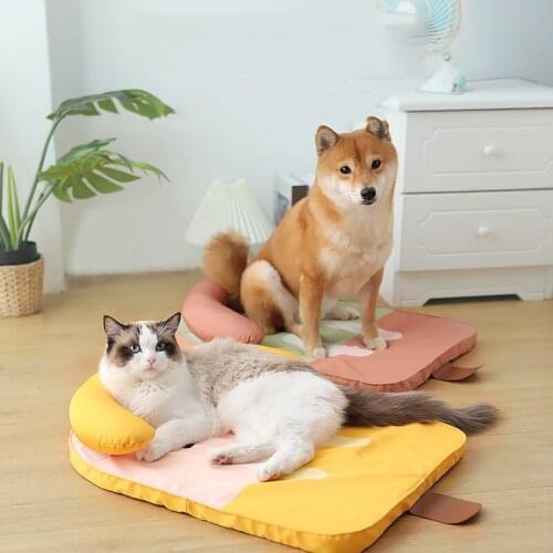 Summer Pet Bed Ice Silk Dog Cooling Mat Detachable Pet Sleeping Pad For Dogs Cats Washable Cozy Kitten Bed Cushion Pet Supplies