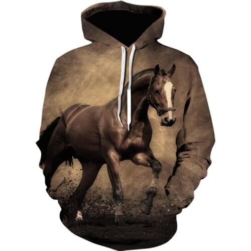 Novelty Autumn And Winter coat animal hoodie Brand design jacket Horse 3d printing Sweatshirt Classic men clothing hoodies