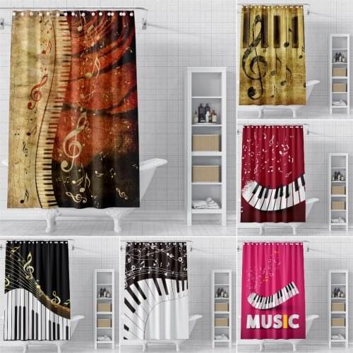 3D Music Shower Curtain Waterproof Mildew Proof Bathroom Curtain With Hooks Solid Bath Curtains Toilet Door Curtain Home Decor