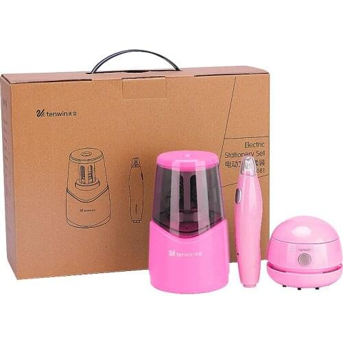 Electric Stationery Set Three piece gift box for children and students chargeable pencil sharpener eraser Vacuum cleaner