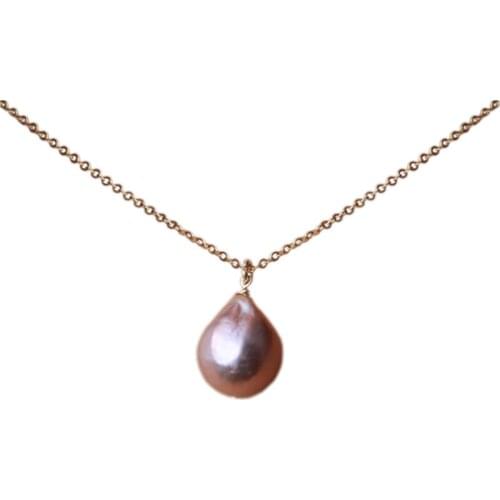 New Fashion Simple Purple 12-13MM Baroque Irregular Shape Pendant Necklace