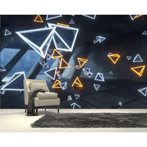 Papel de parede Glowing triangle in the dark geometric 3d wallpaper,living room tv wall bedroom wall paper home decor bar mural