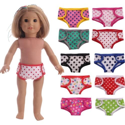 15 Color Doll Clothes Panties With Cute Patterns For 18 Inch American Doll & 43 Cm Born Doll For Generation Girl`s Toy