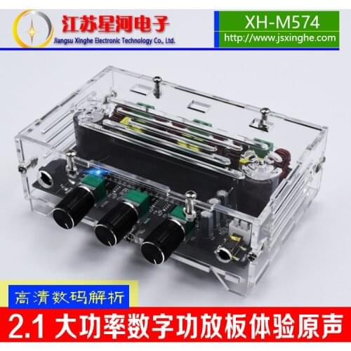 XH-M574 Crystal Shell High Power 2.1 Channel TPA3116D2 Digital Power Amplifier Board 80W 80W 100W