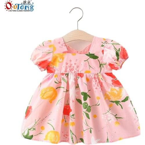 Outong Casual Clothes Kids Girl New Summer Dress Covered In Flowers And Leaves Children Dress Baby Girl Clothes For 1 years Old