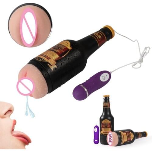 Realistic Vagina Male Masturbator For Men Soft Silicone Realistic Vagina Pussy Love Beer Bottle Stroker Cup Sex Toys For Men