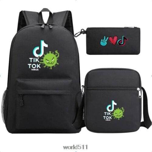 Hot Tik Tok Backpack 3pcs/set Women Men Nylon Backpack Female Casual Shoulder Bags For Teenage Girl School Bag Bagpack Rucksack
