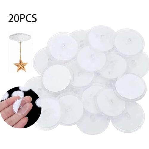 20PCS Self-adhesive Small Disc Hook Ceiling Transparent Strong Hook Christmas Seamless Hanging Flag Hooks Household Products