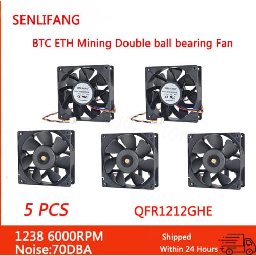 6 PCS NEW for Delta QFR1212GHE QFR1212GHE-PWM 4P 12V 2.7A 12038 Server cooling fan 120*120*38mm for Bitcoin Miner