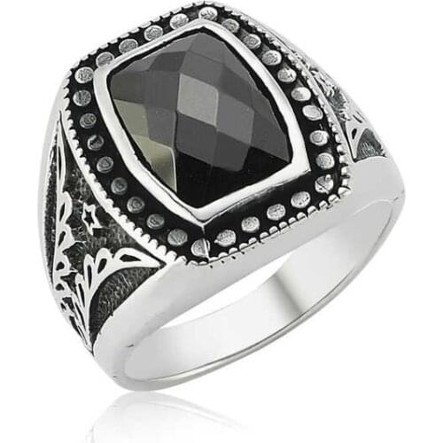 Silverlina Silver Black Stone Men 'S Ring