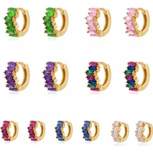 925 Sterling Silver Ear Buckle 9mm Inner Diameter Geometric Crystal Hoop Earrings Fashion Jewelry For Girls Birthday Gifts