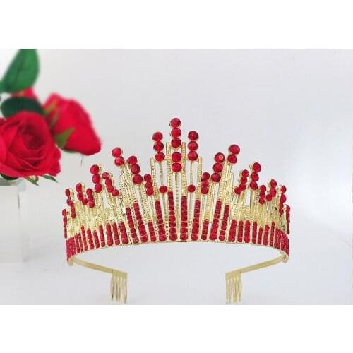 Colorful Beads Rhinestone Tiaras and Crowns with Hair Combs Princess Diadem Bride Noiva Wedding Dress Hair Jewelry Accessories