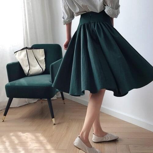 2020 New Streetwear Women High Waist Summer Midi Skirt Saia Female Big Circle A Line Cotton Sun Skirt Faldas Jupe Femme