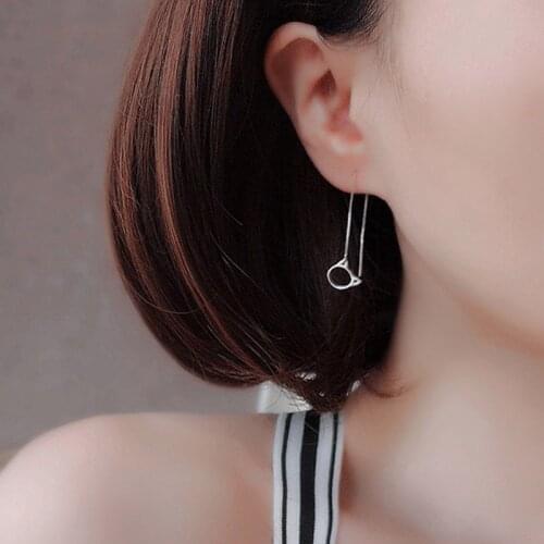 925 Sterling Silver Chains Cat & Bell Drop Long Chain Earrings For Women Jewelry Girl Dangle Earrings Trinket One Pairs For Sell