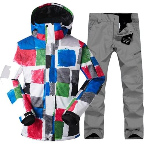 GSOU SNOW Male Ski Suit Winter Single Double Board Snow Suit Outdoor Windproof Warm Waterproof Skiing Jacket Ski Pants For Men