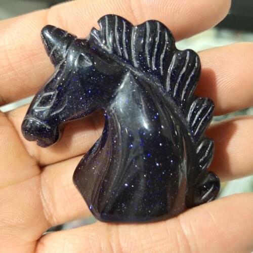 1pcs natural Blue Sand Stone quartz Unicorn Skull Hand Carved Crystal Healing