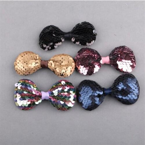 10PCs 40PCs Handmade Craft Cartoon Sequin Glitter Ribbon Knot Bow Fit Girls Hair Jewelry Headband Clips Ornament Decor